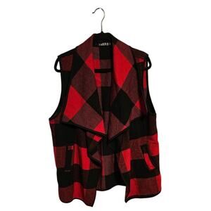 Yacun Buffalo Plaid Winter Vest – Size 2XL – Classic Red & Black Cozycore